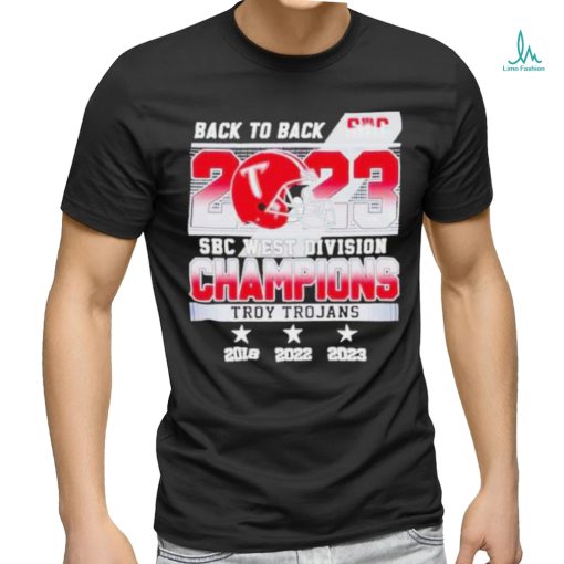 Official Back to Back 2023 SBC West Division Champions Troy Trojans T Shirt