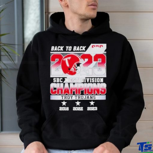 Official Back to Back 2023 SBC West Division Champions Troy Trojans T Shirt
