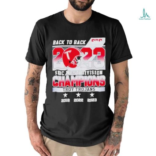 Official Back to Back 2023 SBC West Division Champions Troy Trojans T Shirt