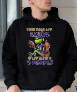 Official Baltimore Ravens Grinch I Like Dogs And Ravens And Maybe 3 People Christmas Winter Holiday Season T Shirt