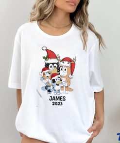 Official Custom Kid Name Bluey Family 2023 Christmas Ceramic T Shirt