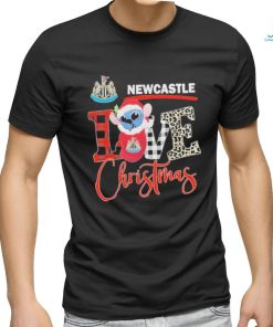 Official EPL Newcastle United Stitch Love Christmas T Shirt