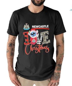 Official EPL Newcastle United Stitch Love Christmas T Shirt