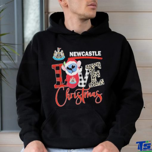 Official EPL Newcastle United Stitch Love Christmas T Shirt