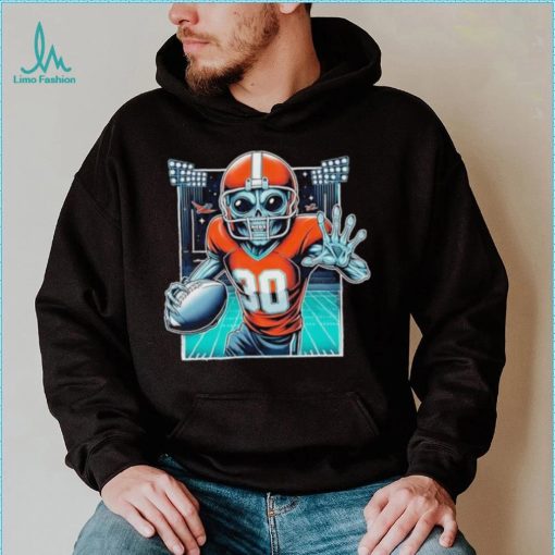 Official Football Space Alien Ufo Playing Football Ball Alien Lovers T shirt