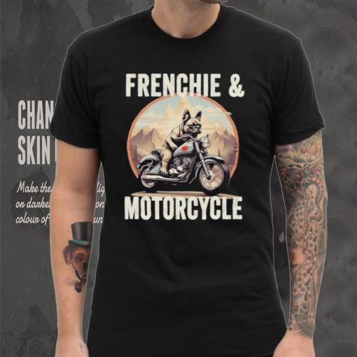 Official Frenchie And Motorcycle Dog Lovers Funny French Bulldog Dad T shirt