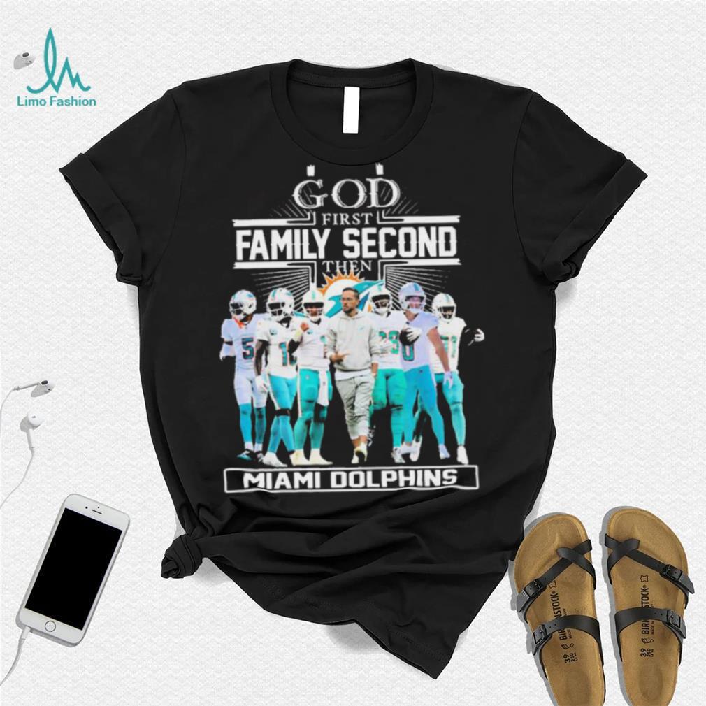 Official God First Family Second Then Miami Dolphins 2023 Playoffs Shirt Official God First Family Second Then Miami Dolphins 2023 Playoffs Shirt