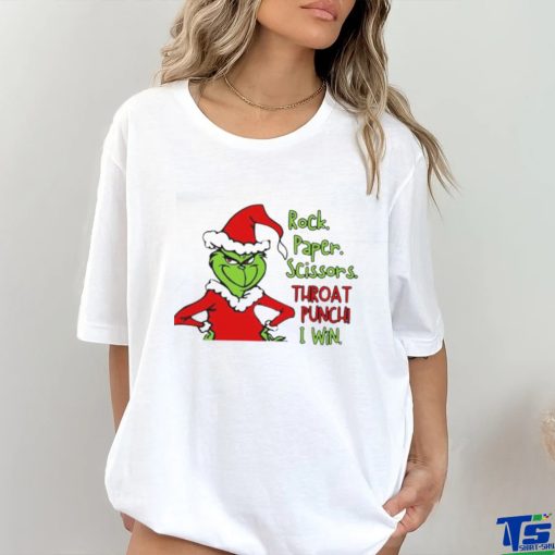 Official Grinch Rock Paper Scissors Throat Punch I Win Christmas Grinch T Shirt