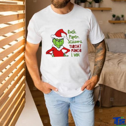 Official Grinch Rock Paper Scissors Throat Punch I Win Christmas Grinch T Shirt