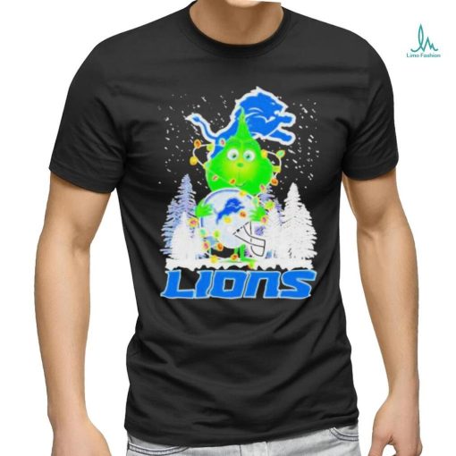 Official Grinch detroit lions Christmas tree helmet T shirt