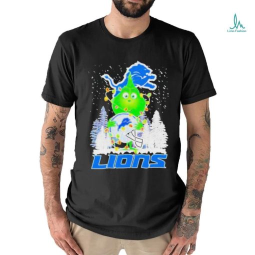 Official Grinch detroit lions Christmas tree helmet T shirt