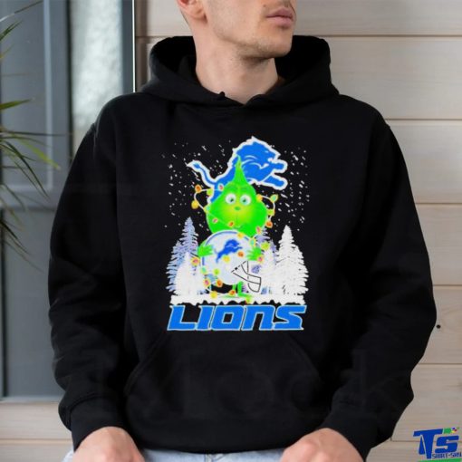 Official Grinch detroit lions Christmas tree helmet T shirt