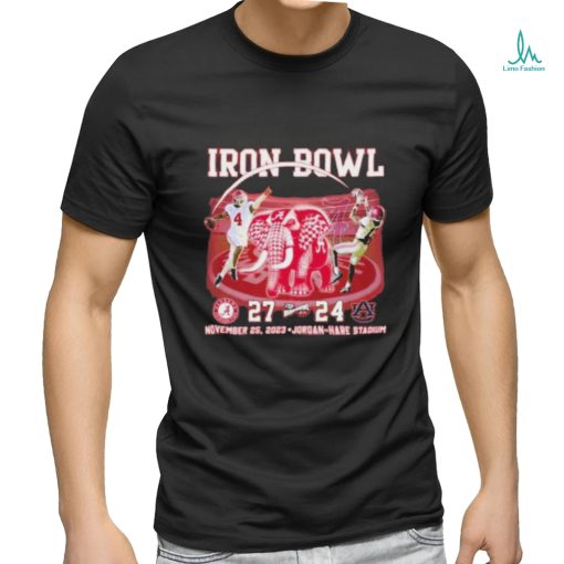 Official Iron Bowl Alabama Crimson Tide 27 24 Auburn Tigers November 25 2023 Jordan Hare Stadium T Shirt