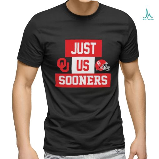 Official Just Us Oklahoma Sooners Helmet Logo T Shirt