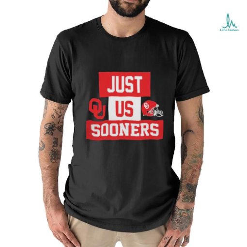 Official Just Us Oklahoma Sooners Helmet Logo T Shirt