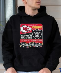 Official Kansas City Chiefs Vs Las Vegas Raiders 12 25 2023 Happy Holidays shirt, hoodie, sweater, long sleeve and tank top Official Kansas City Chiefs Vs Las Vegas Raiders 12 25 2023 Happy Holidays shirt