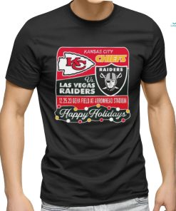 Official Kansas City Chiefs Vs Las Vegas Raiders 12 25 2023 Happy Holidays shirt, hoodie, sweater, long sleeve and tank top Official Kansas City Chiefs Vs Las Vegas Raiders 12 25 2023 Happy Holidays shirt