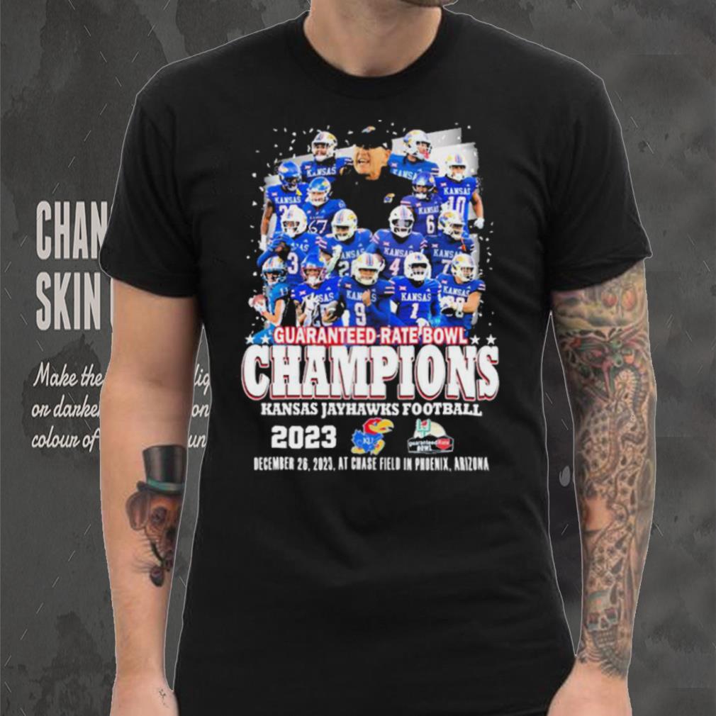 Official Kansas Jayhawks Football Team Guaranteed Rate Bowl 2023 Champions Shirt Official Kansas Jayhawks Football Team Guaranteed Rate Bowl 2023 Champions Shirt