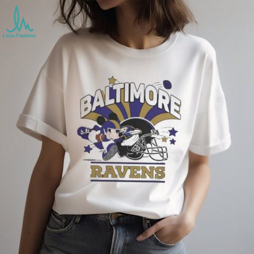 Official Mickey Mouse Player Baltimore Ravens Football Helmet Logo Character Shirt