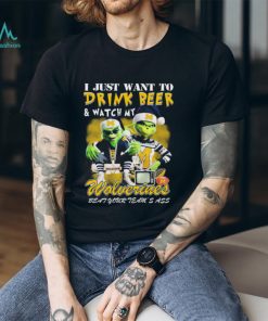 Official Official Christmas Grinch I Just Want To Drink Beer And Watch My Michigan Football Beat Your Team’s Ass Shirt