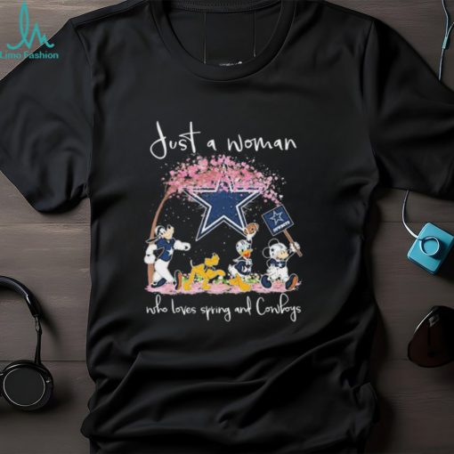 Official Official Official Disney Characters Just A Woman Who Loves Spring And Dallas Cowboys Shirt