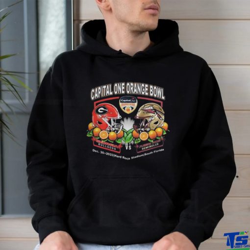 Official Orange Bowl Merchandise Georgia Bulldogs vs Florida State Seminoles 2023 Capital One Orange Bowl Showdown T Shirt