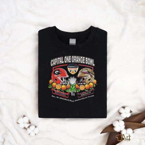 Official Orange Bowl Merchandise Georgia Bulldogs vs Florida State Seminoles 2023 Capital One Orange Bowl Showdown T Shirt