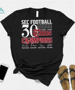 Official SEC Football 30 Time 1933 2023 Alabama Crimson Tide Champions Signatures Shirt