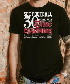 Official SEC Football 30 Time 1933 2023 Alabama Crimson Tide Champions Signatures Shirt
