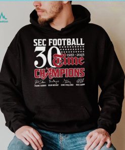 Official SEC Football 30 Time 1933 2023 Alabama Crimson Tide Champions Signatures Shirt