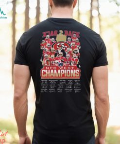 Official San Francisco 49ers Back 2 Back 2023 NFC West Champions Signatures Shirt