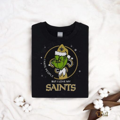 Official Santa Grinch I Hate People But I Love My New Orleans Saints Christmas Shirt