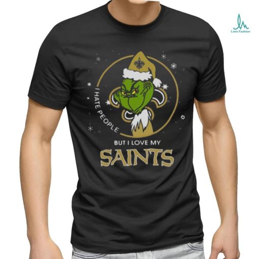 Official Santa Grinch I Hate People But I Love My New Orleans Saints Christmas Shirt