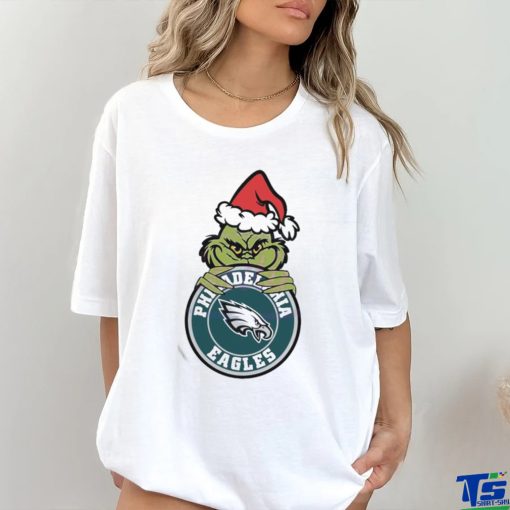 Official Santa Grinch Philadelphia Eagles Circle Logo NFL 2023 T Shirt