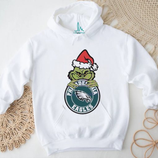 Official Santa Grinch Philadelphia Eagles Circle Logo NFL 2023 T Shirt