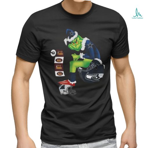 Official Santa grinch Dallas Cowboys toilet Washington commanders and carolina panthers T shirt