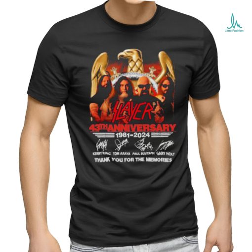 Official Slayer 43th Anniverasry 1981 – 2024 Thank You For The Memories T Shirt