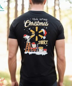 Official Snoopy, Charlie Brown Hat Santa And Woodstock This Is My Christmas Walmart Logo Christmas Shirt