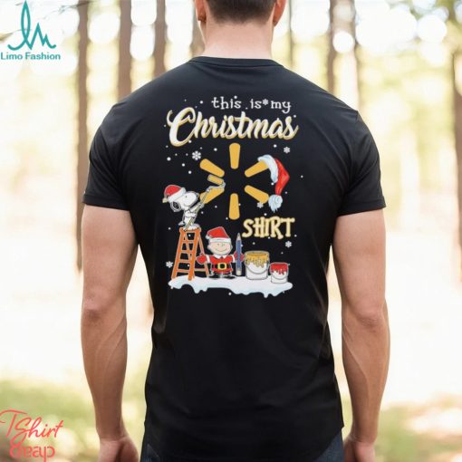 Official Snoopy, Charlie Brown Hat Santa And Woodstock This Is My Christmas Walmart Logo Christmas Shirt