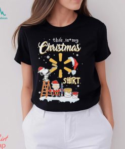 Official Snoopy, Charlie Brown Hat Santa And Woodstock This Is My Christmas Walmart Logo Christmas Shirt