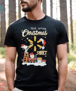 Official Snoopy, Charlie Brown Hat Santa And Woodstock This Is My Christmas Walmart Logo Christmas Shirt