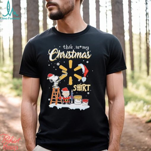 Official Snoopy, Charlie Brown Hat Santa And Woodstock This Is My Christmas Walmart Logo Christmas Shirt