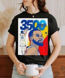 Official Stephen Curry Golden State Warriors NBA History To Reach 3500 Threes T Shirt