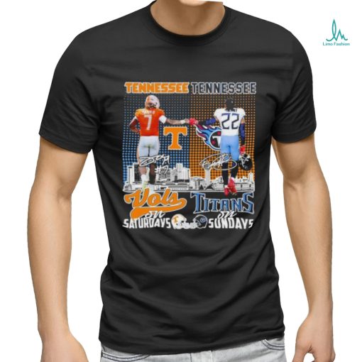 Official Tennessee Vols On Saturdays Tennessee Titans On Sundays Signatures Shirt
