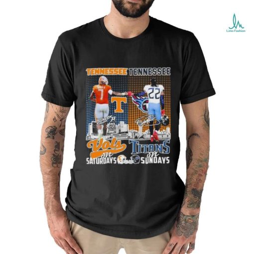 Official Tennessee Vols On Saturdays Tennessee Titans On Sundays Signatures Shirt