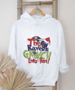 Official The Baltimore Ravens Grinch Lives Here Christmas T Shirt