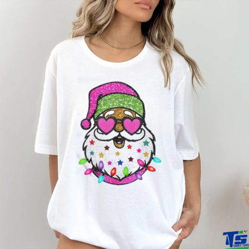 Official The Santa With Sunglasses Christmas Pink Women Girls Kids T Shirt