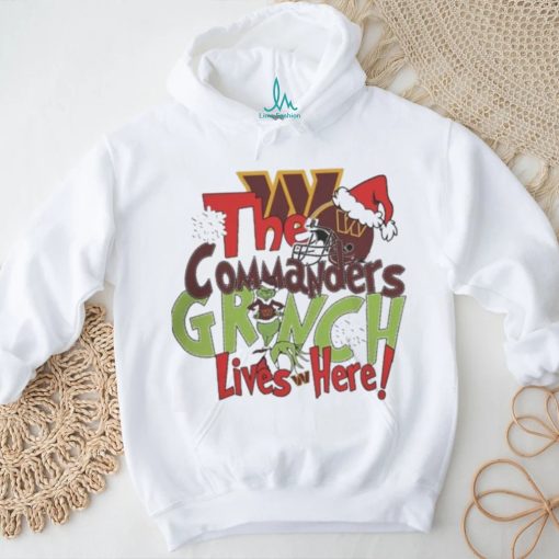 Official The Washington commanders x grinch lives here Christmas T shirt