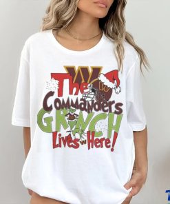 Official The Washington commanders x grinch lives here Christmas T shirt