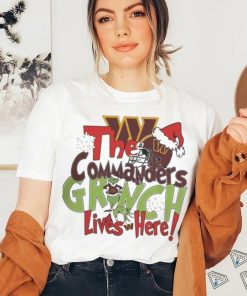 Official The Washington commanders x grinch lives here Christmas T shirt